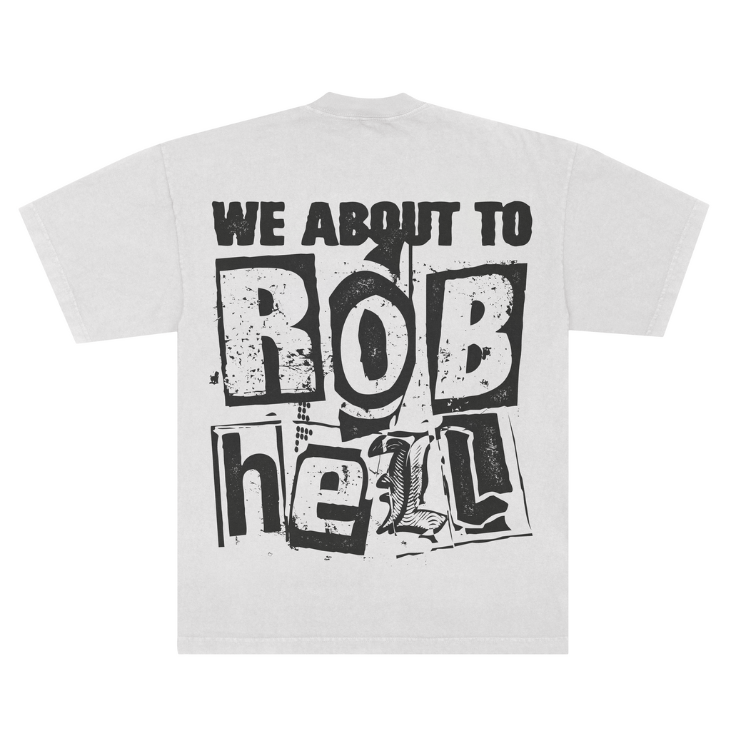 (RESTOCK) White ROB HELL Drop Shoulder Tee